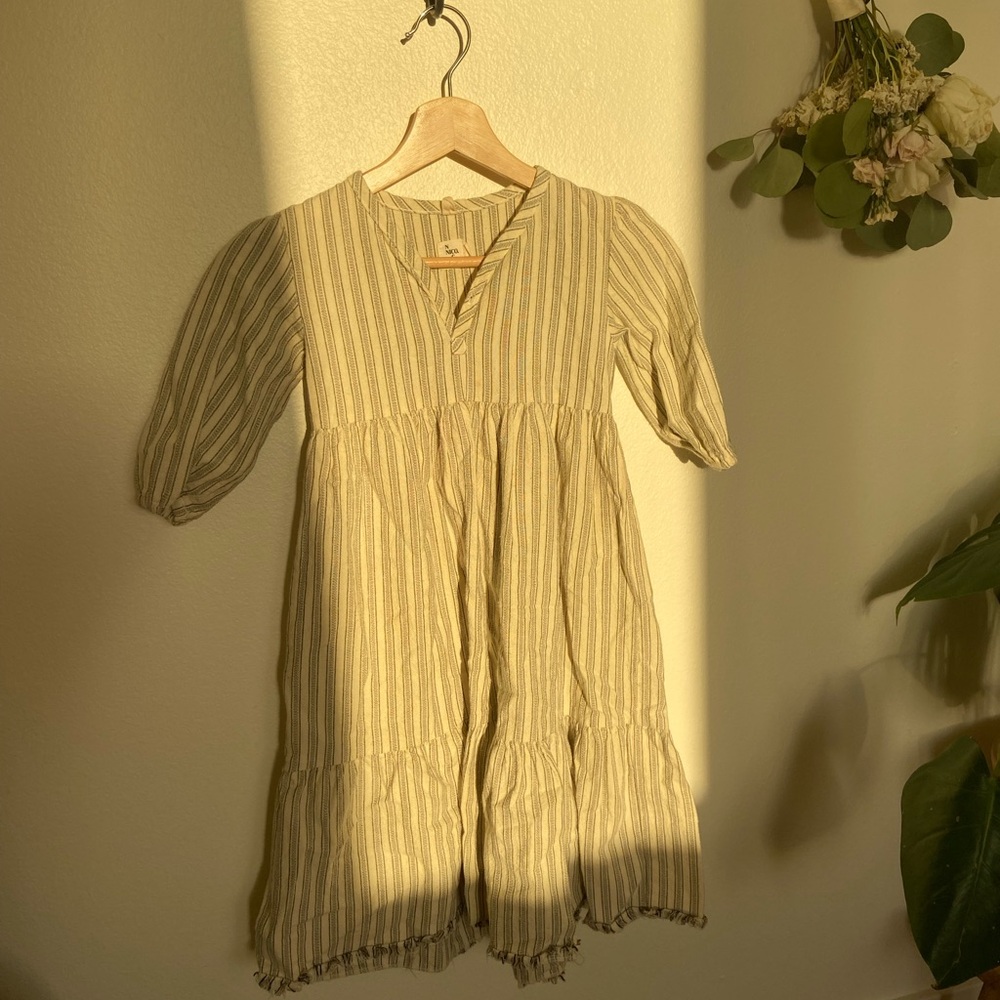 Striped Cream Kids Dress
